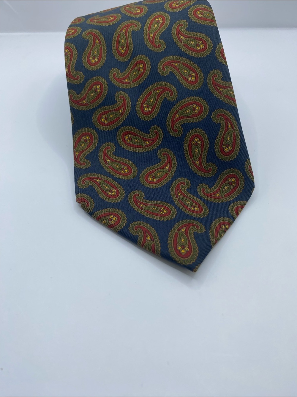 Coach Navy Silk Tie with Red & Gold Paisley With Some Ripping/Damage see pics